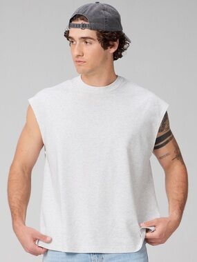 Fabletics Effortless Oversized Muscle Tank NWT Medium Light Gray Heather